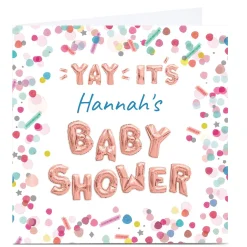 Personalised Baby Shower Card - Rose Gold Balloons
