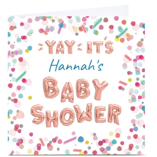 Personalised Baby Shower Card - Rose Gold Balloons