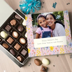 Personalised Belgian Chocolates - Pink Flowers
