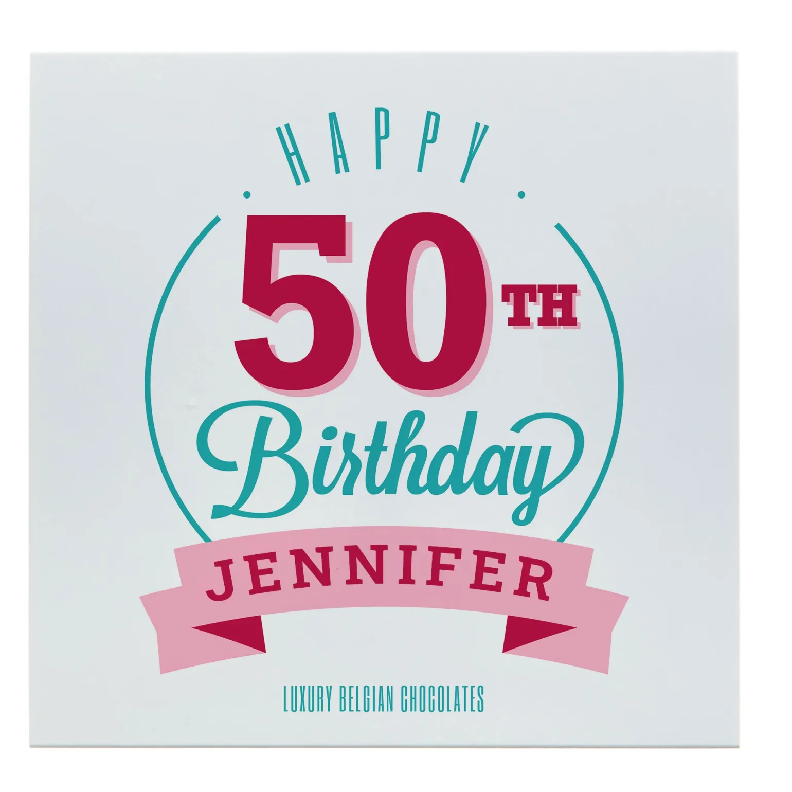Personalised Belgian Chocolates - Happy 50th Birthday