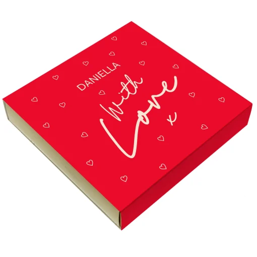 Personalised Belgian Chocolates - Red Hearts With Love