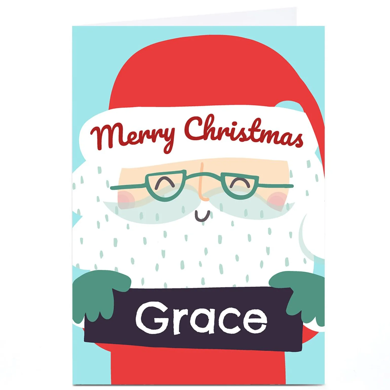 Personalised Bev Hopwood Christmas Card - Smiley Santa, Any Name