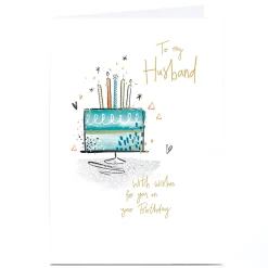 Personalised Birthday Card - Birthday Cake Wishes To My Husband