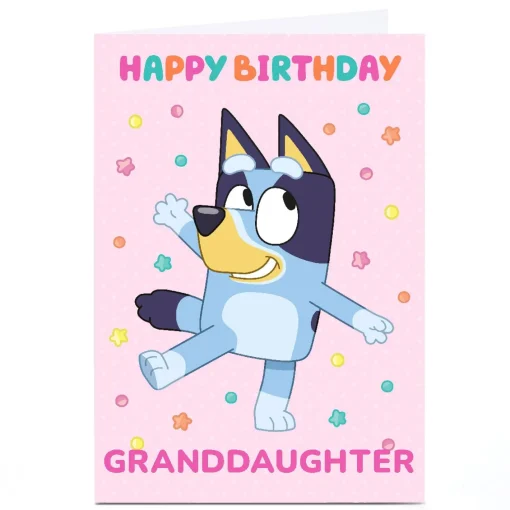 Personalised Birthday Card - Bluey Granddaughter Pink