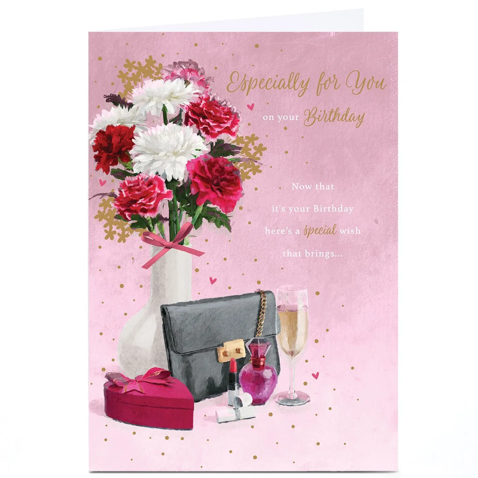 Personalised Birthday Card - Pink Flowers