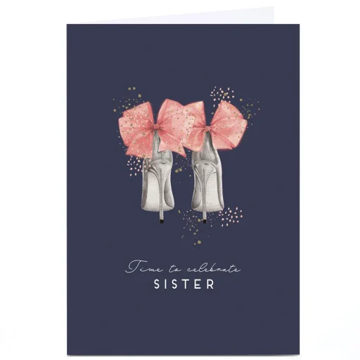 Personalised Birthday Card - Sparkle and Bows High Heels, Sister