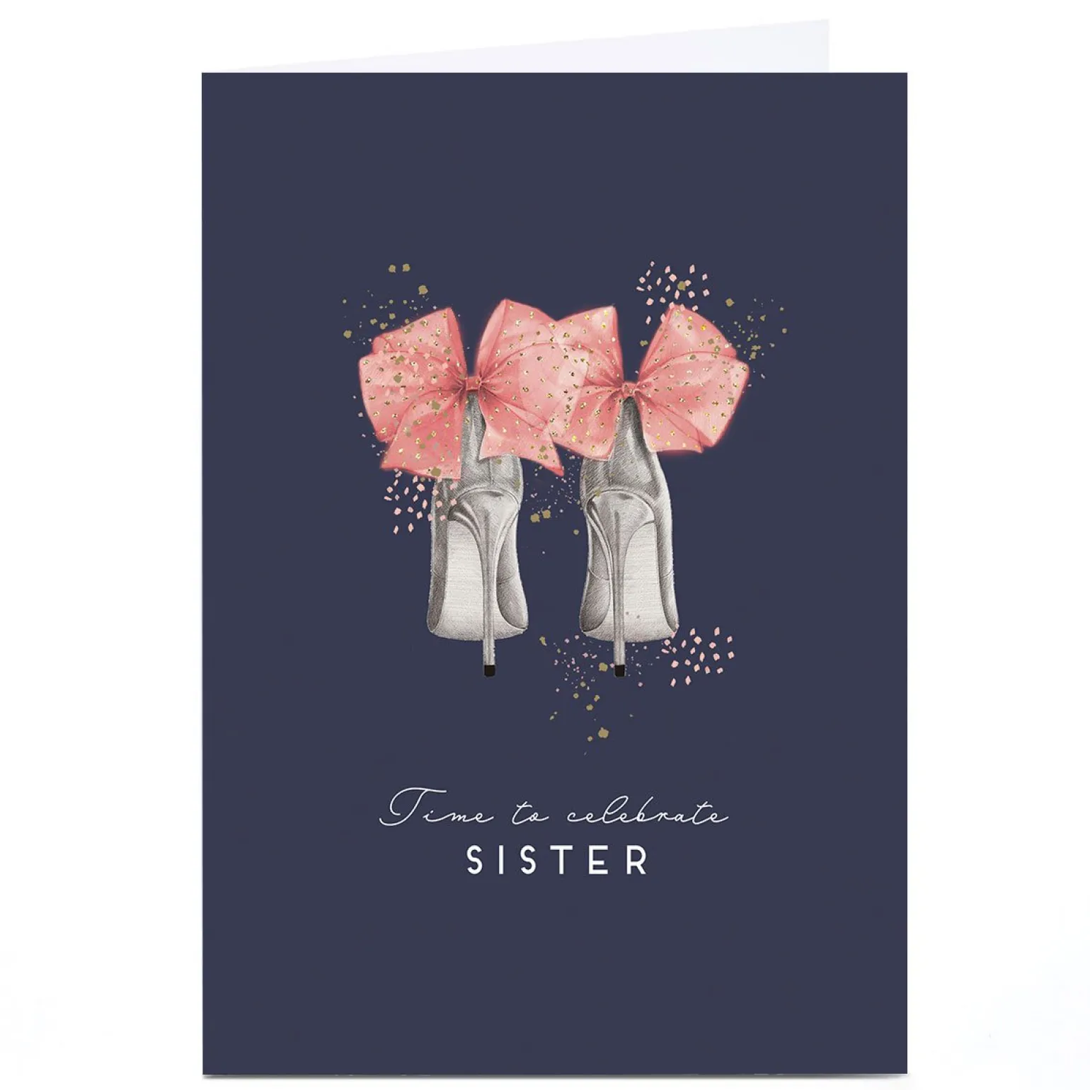 Personalised Birthday Card - Sparkle and Bows High Heels, Sister