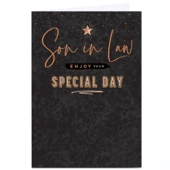 Personalised Birthday Card - Black and Bronze Special Day, Son-in-Law