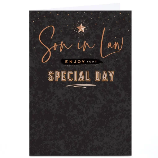 Personalised Birthday Card - Black and Bronze Special Day, Son-in-Law