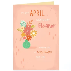 Personalised Birthday Card - April Birthday Happy Thoughts