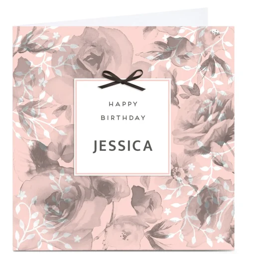 Personalised Birthday Card - Roses & Bow