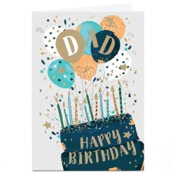 Personalised Birthday Card - Confetti Cake and Balloons, Dad