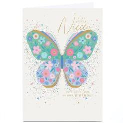 Personalised Birthday Card - Floral Butterfly, Niece