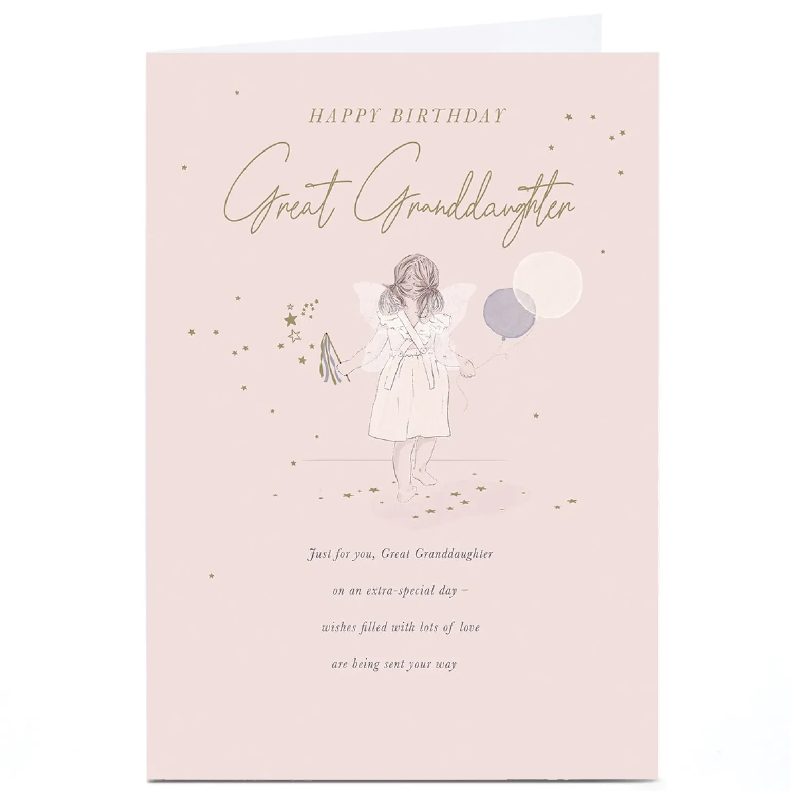 Personalised Birthday Card - Little Girl with Wings, Great Granddaughter