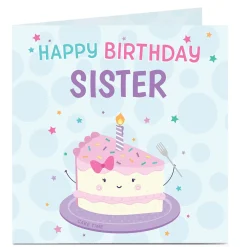 Personalised Birthday Card - Smiling Cake, Any Relation