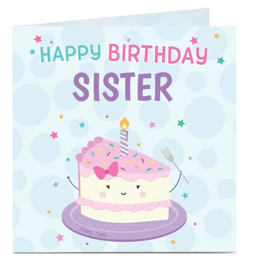 Personalised Birthday Card - Smiling Cake, Any Relation