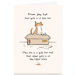 Personalised Birthday Card - The Box is For Me, From The Cat