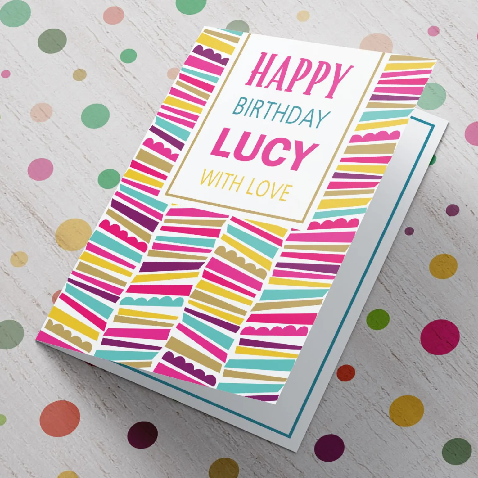 Personalised Birthday Card - Multicoloured Pattern