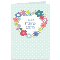 Personalised Birthday Card - Flower Wreath Sister