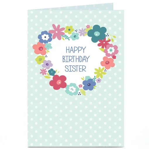 Personalised Birthday Card - Flower Wreath Sister
