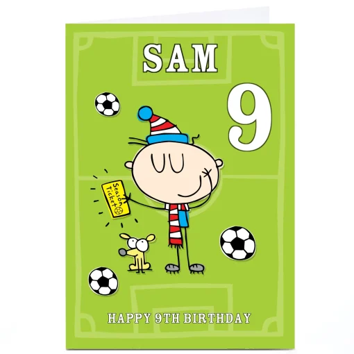 Personalised Birthday Card - Football Fan, Editable Age