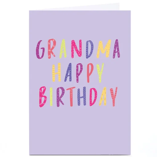 Personalised Birthday Card - Lilac and Bright Letters, Grandma