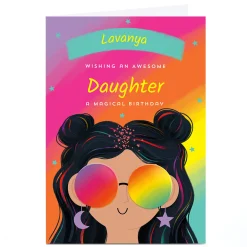 Personalised Birthday Card - Rainbow Sunglasses Daughter
