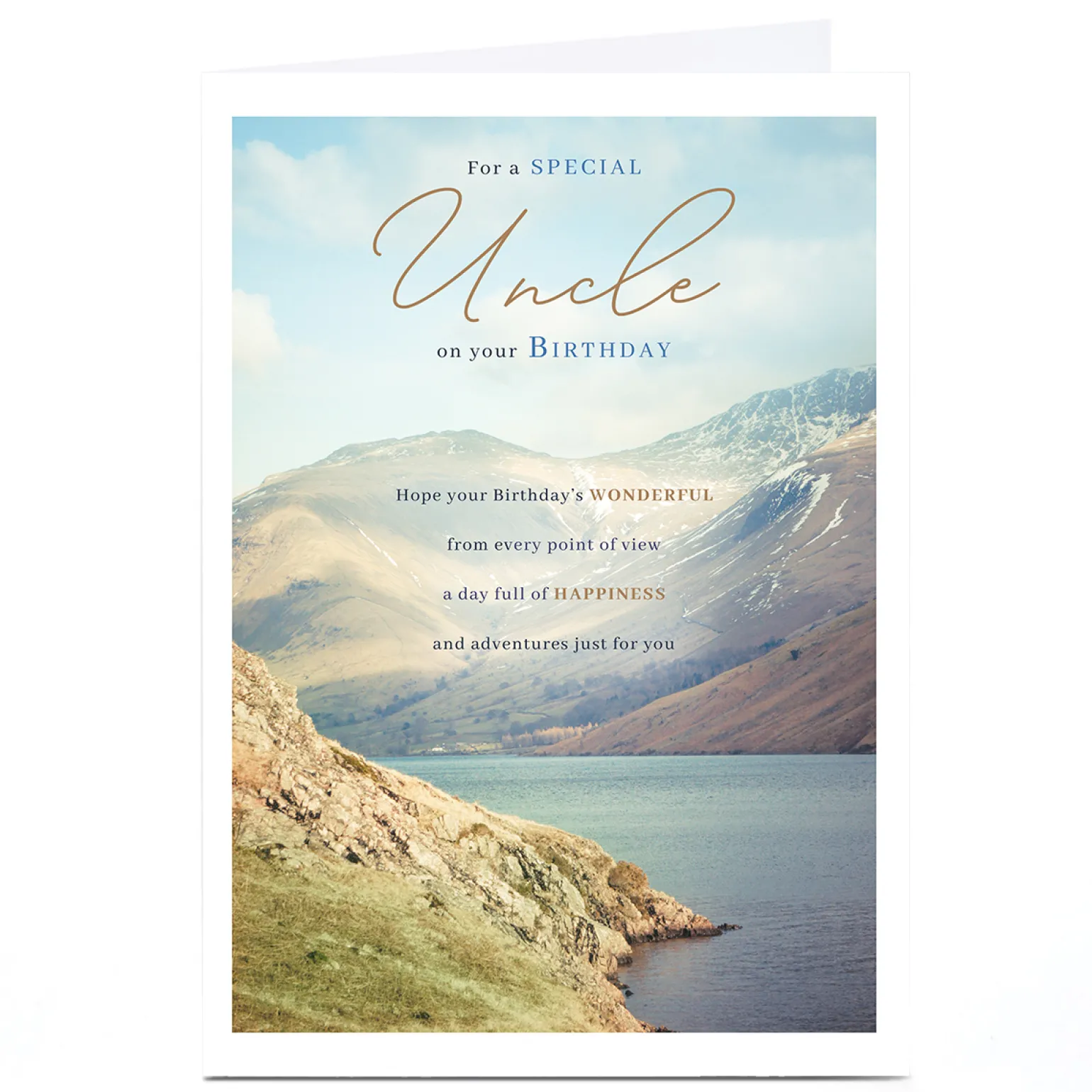 Personalised Birthday Card - Wonderful View Mountain Scene, Uncle