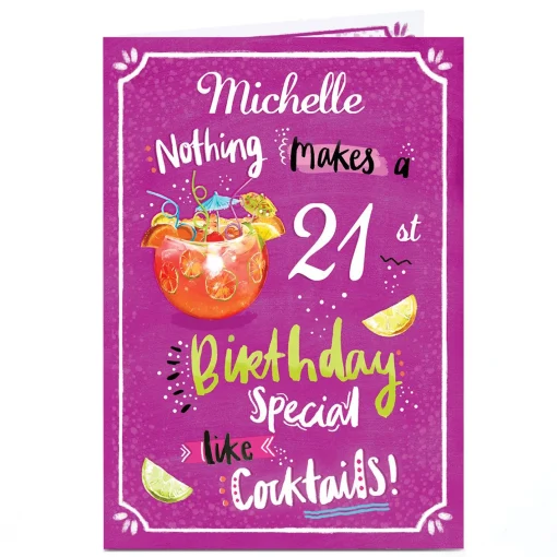 Personalised Birthday Card - Special Cocktails, Editable Age
