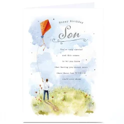 Personalised Birthday Card - Kite Flying Poem, Son