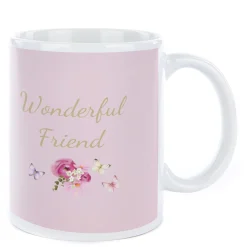 Personalised Birthday Mug - Pink Flowers, Editable Age & Recipient