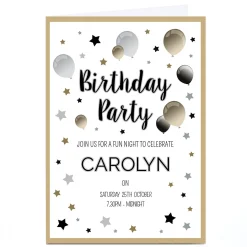 Personalised Birthday Party Invitation - Black & Gold
