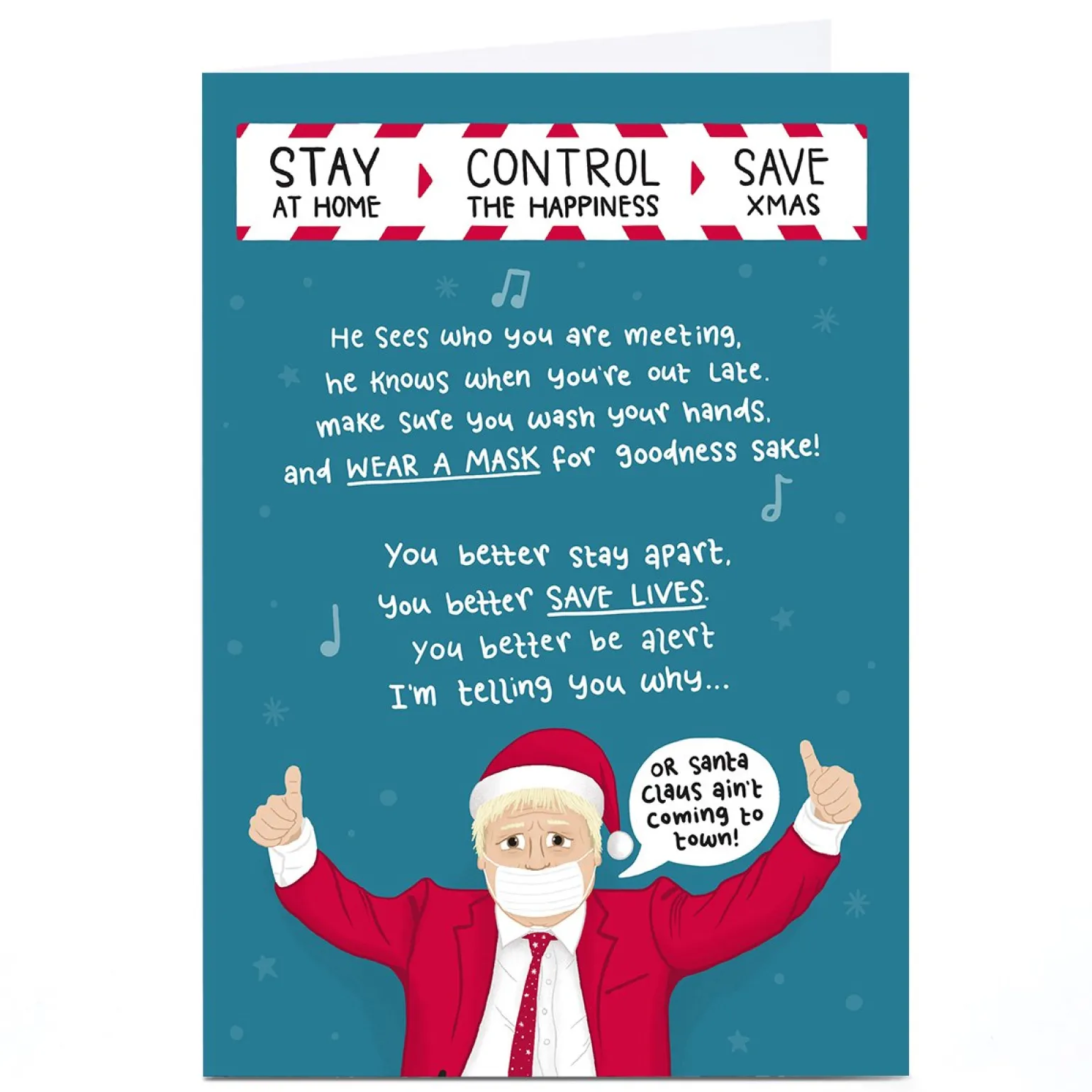 Personalised Blue Kiwi Christmas Card - Save Christmas