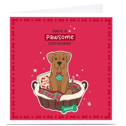 Personalised Blue Kiwi Chrismas Card - Labrador Basket