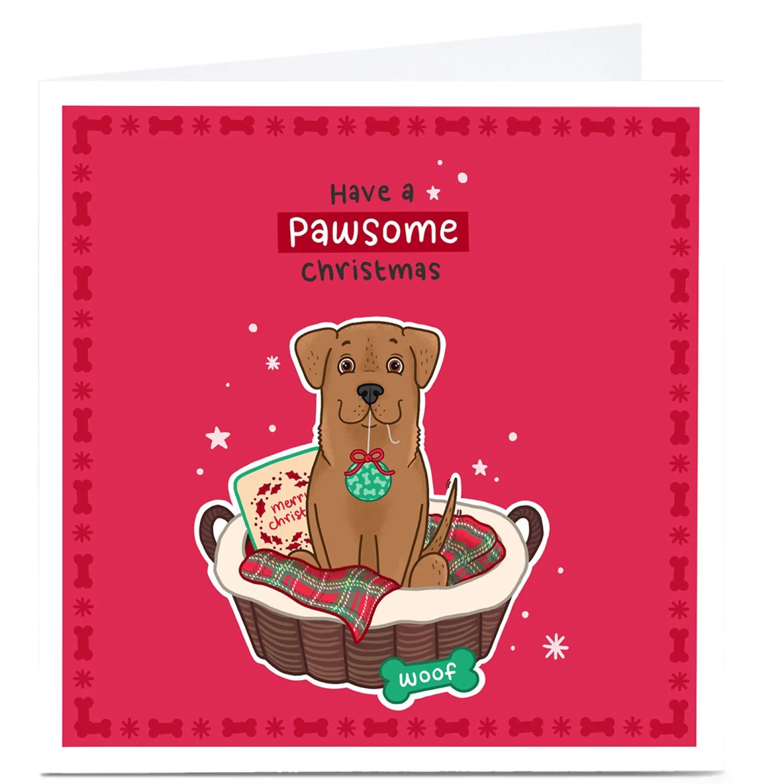 Personalised Blue Kiwi Chrismas Card - Labrador Basket