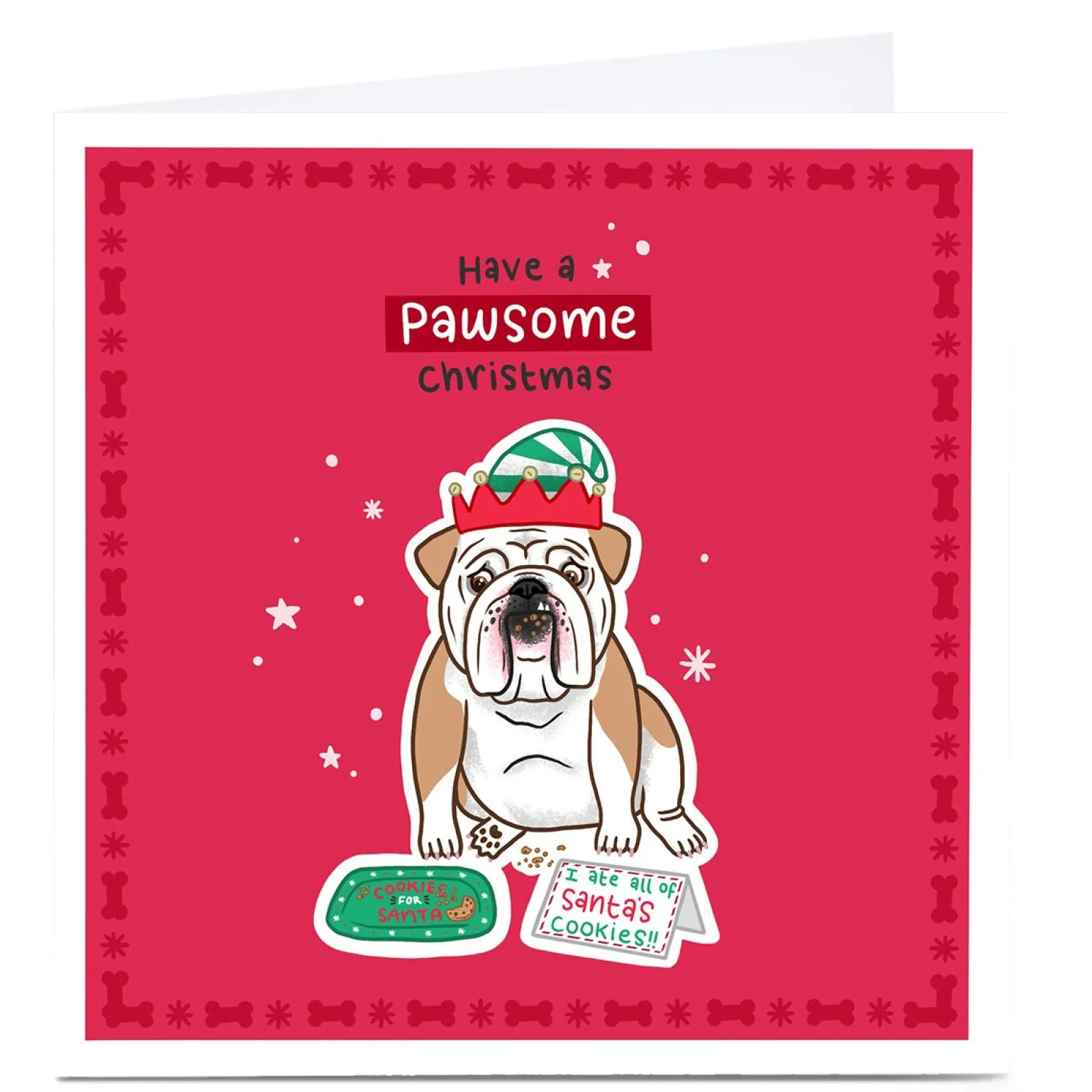 Personalised Blue Kiwi Chrismas Card - Bulldog Cookies