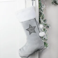 Personalised 'Born In' Luxury Silver Christmas Stocking