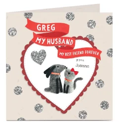 Personalised Card - Cat and Dog Husband