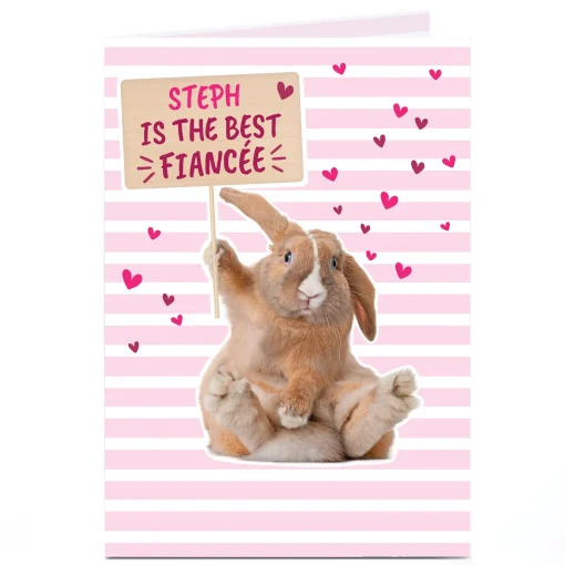 Personalised Card - Cute Rabbit Best Fiancee