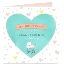 Personalised Card - New Baby - Grandparents Hearts Cute
