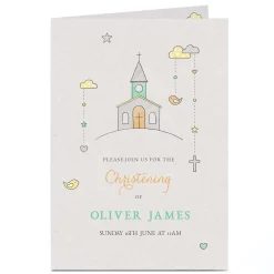 Personalised Christening Invitation - Pastel Church