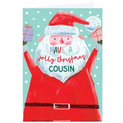 Personalised Christmas Card - Santa Have A Jolly Christmas, Cousin