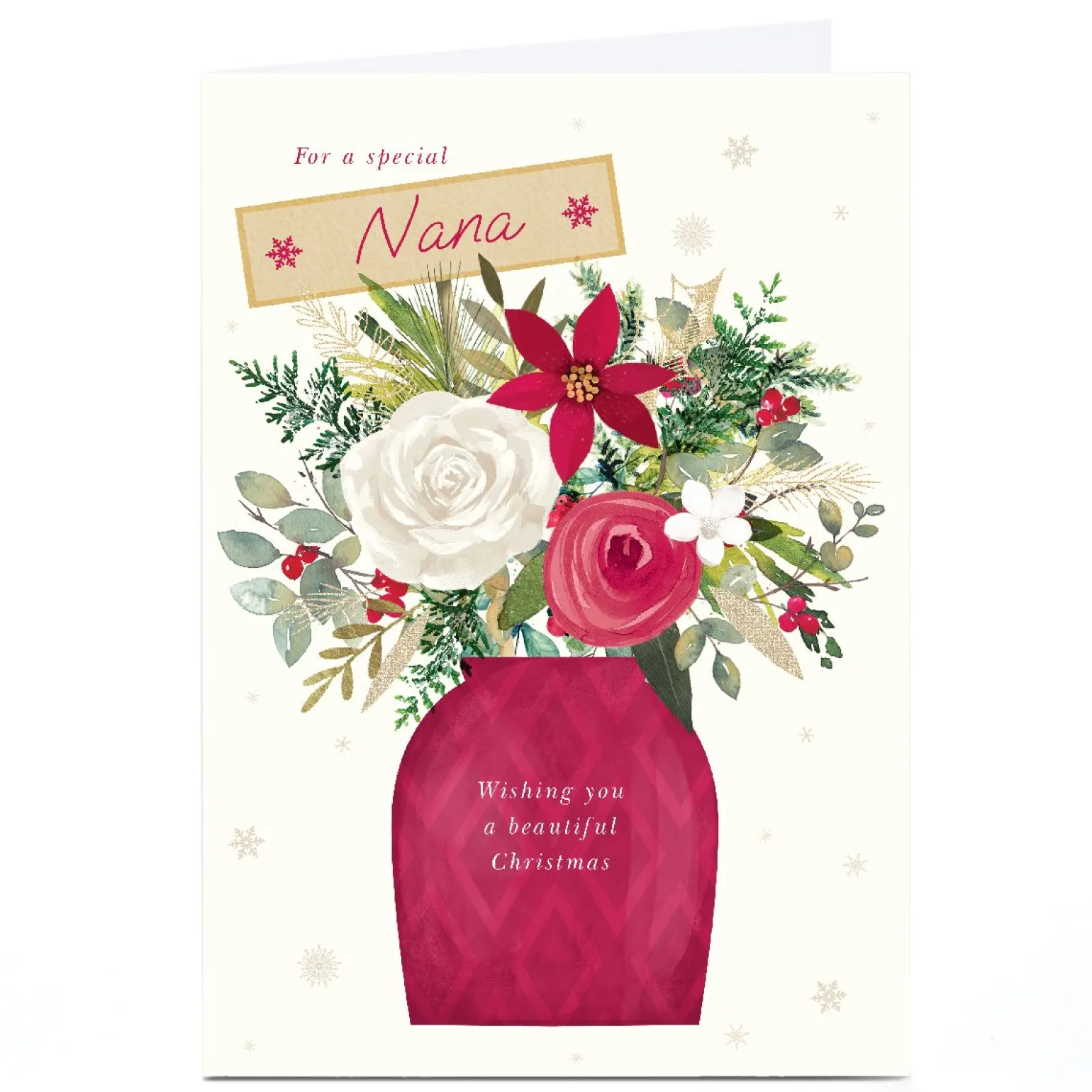 Personalised Christmas Card - Festive Flower Bouquet, Nana