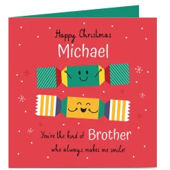 Personalised Christmas Card - Christmas Crackers, Brother