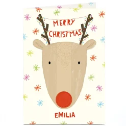 Personalised Christmas Card - Red Nosed Reindeer