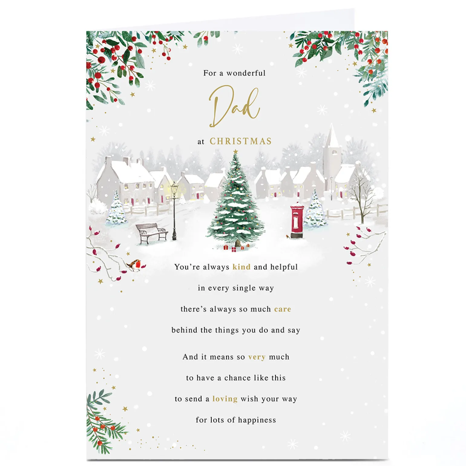 Personalised Christmas Card - Village Scene, Dad