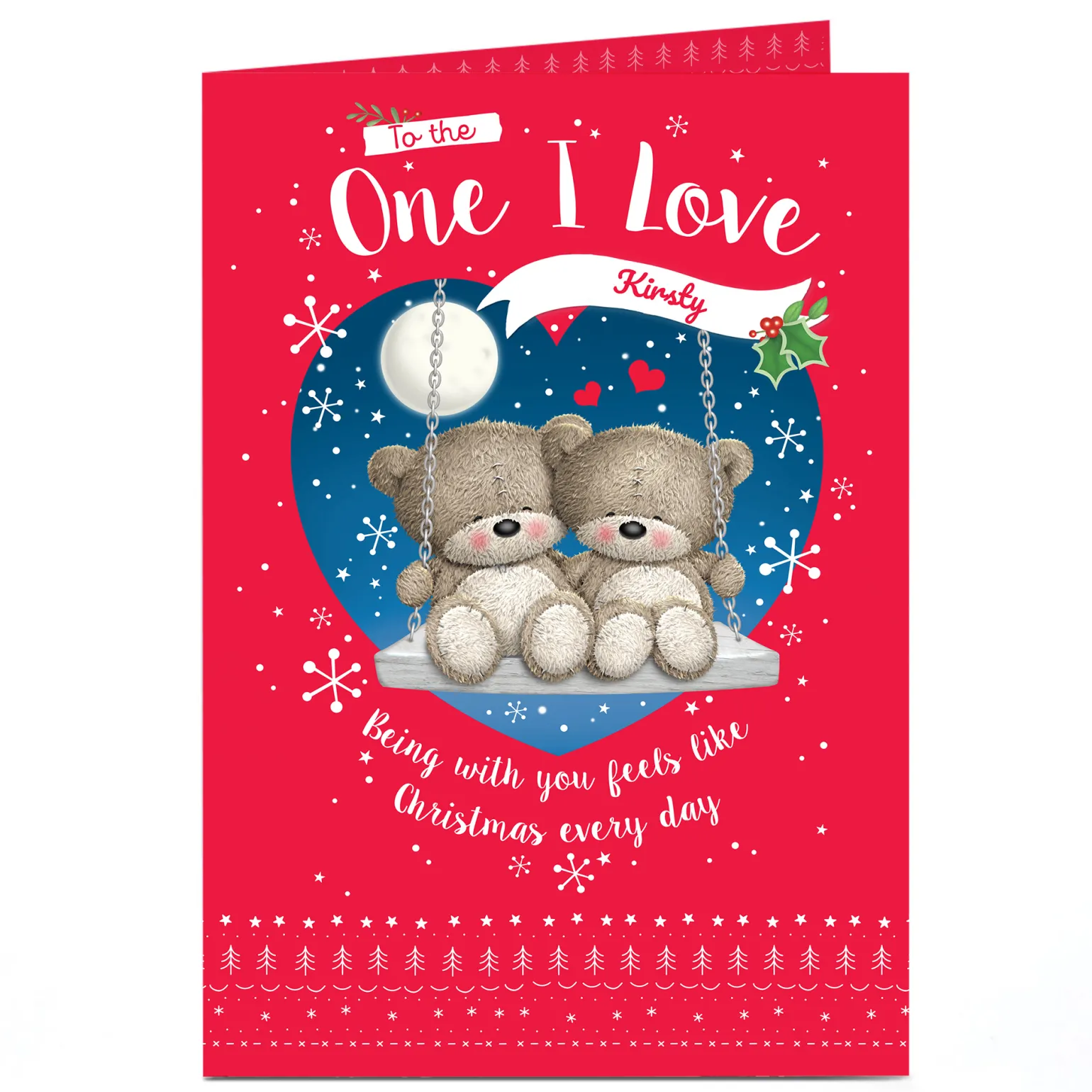 Personalised Christmas Card - Hugs Bear, To The One I Love