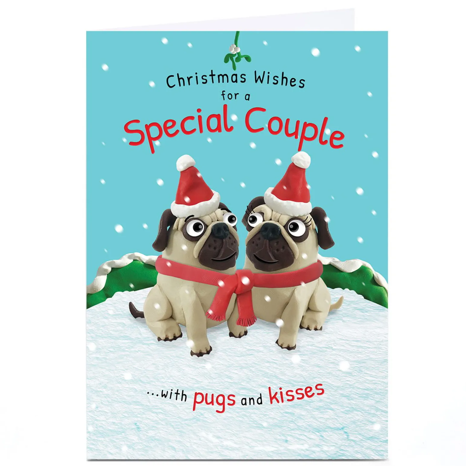 Personalised Christmas Card - Pugs And Kisses, Special Couple