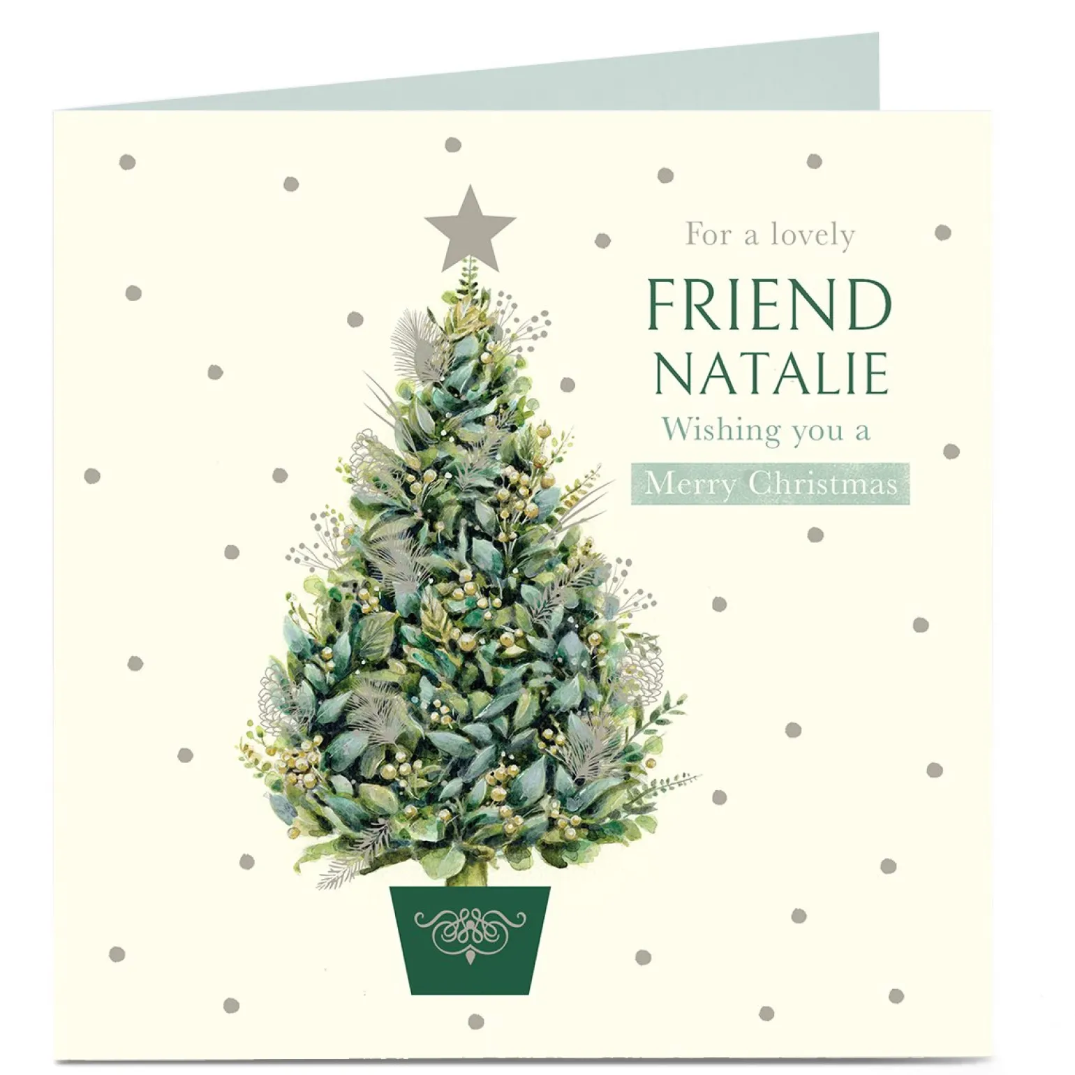 Personalised Christmas Card - Green Christmas Tree, Friend