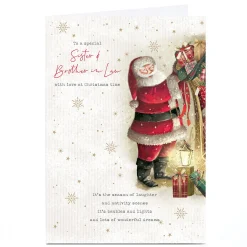 Personalised Christmas Card - Santa Bringing Presents, Sister & Brother-in-Law